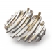 Jumps 2012. Brooch width 9 cm. Mother of pearl, wood, paint, silver.