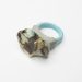 Mossy Opal, 2016. Ring height 33 mm. Opal, wood, paint, cement.