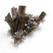 Gouttes 2009. Brooch height 9 cm. Labradorite, wood, silver, textile.